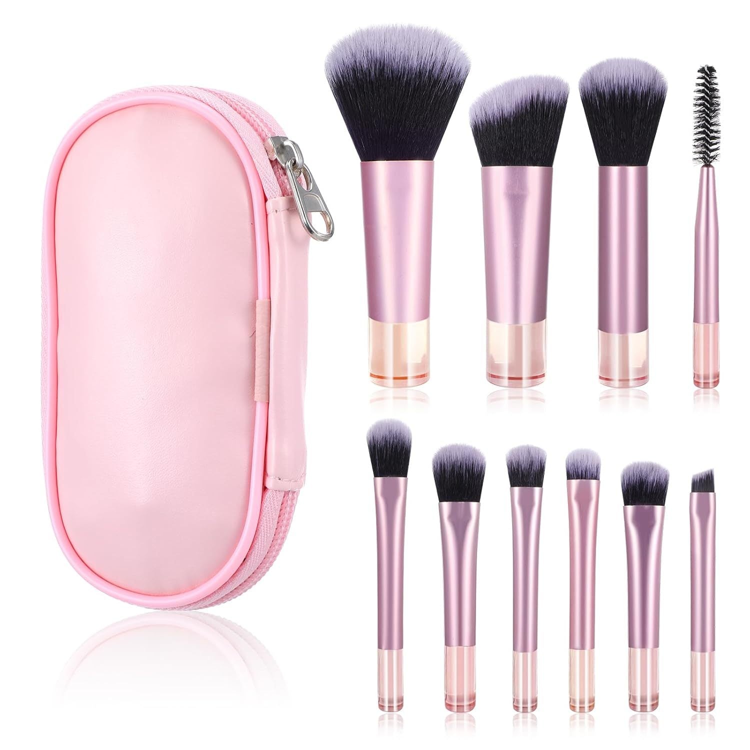 TEMU 10pcs Mini Makeup Brushes Set High Quality Portable Blush Foundation Loose Powder Eyeshadow Brush Beauty Tools -border