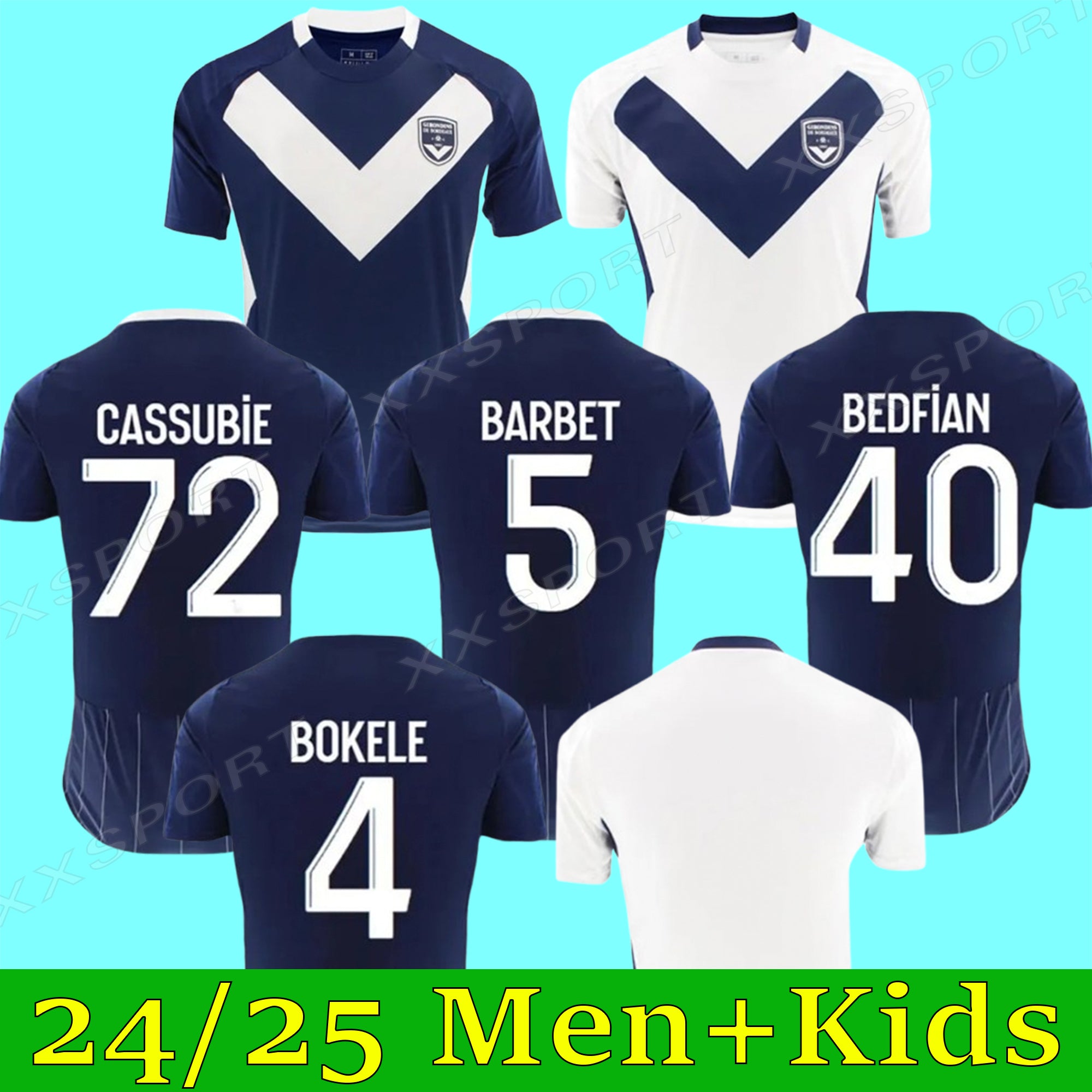 24 25 Maillot GirONdiNs BoRDeaUx Soccer Jerseys Foot Kids Kit Fc 2024 2025 Football Shirts Home Training Home Away Fan Player Version BAKWA BADJI JO
