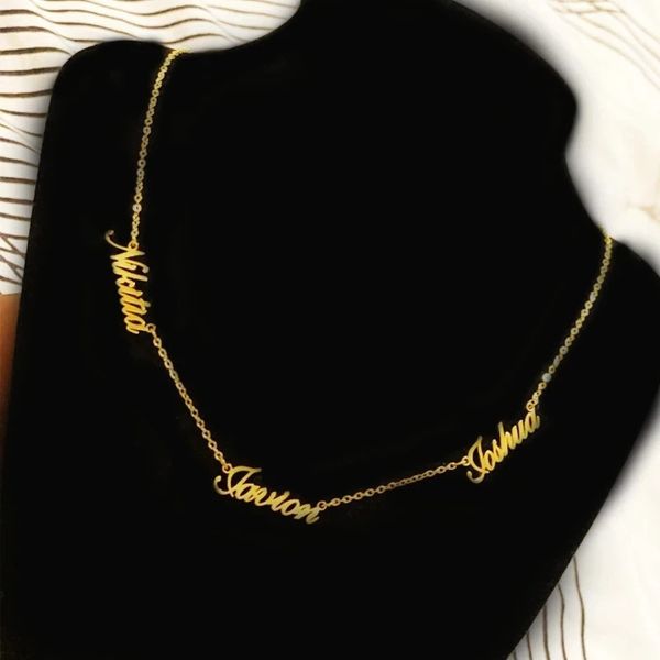 Stainless Steel Jewelry For Women Custom Multi-name Necklace Personalized Customized 1-5 Name Choker Memorial Day Jewelry Gifts 240221