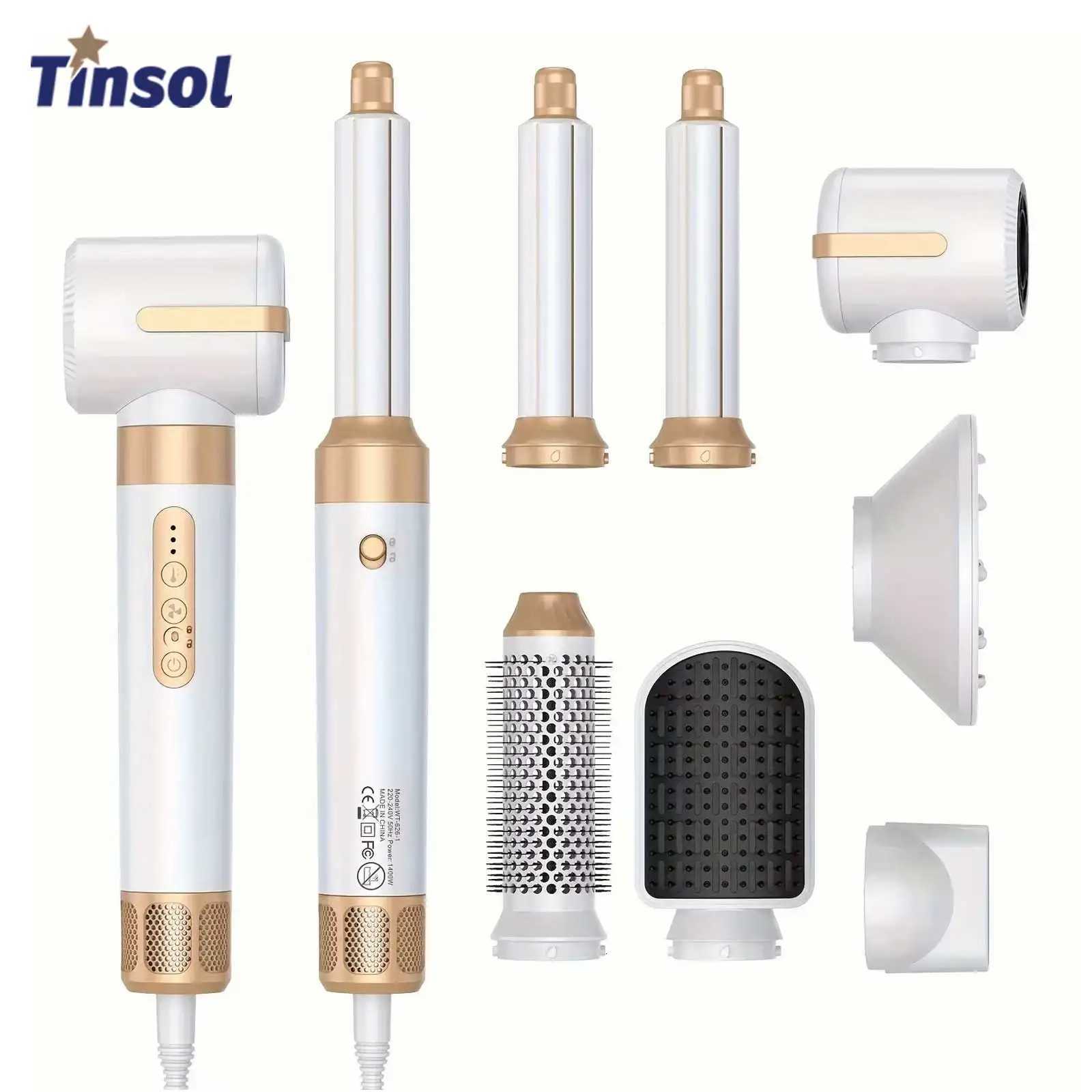 Tinsol 7 In 1 Hair Dryer Brush Brushless High Speed Hair Dryer with Diffuser Ionic Blow Dryer Hot Air Styling Comb Hair Curler C250918