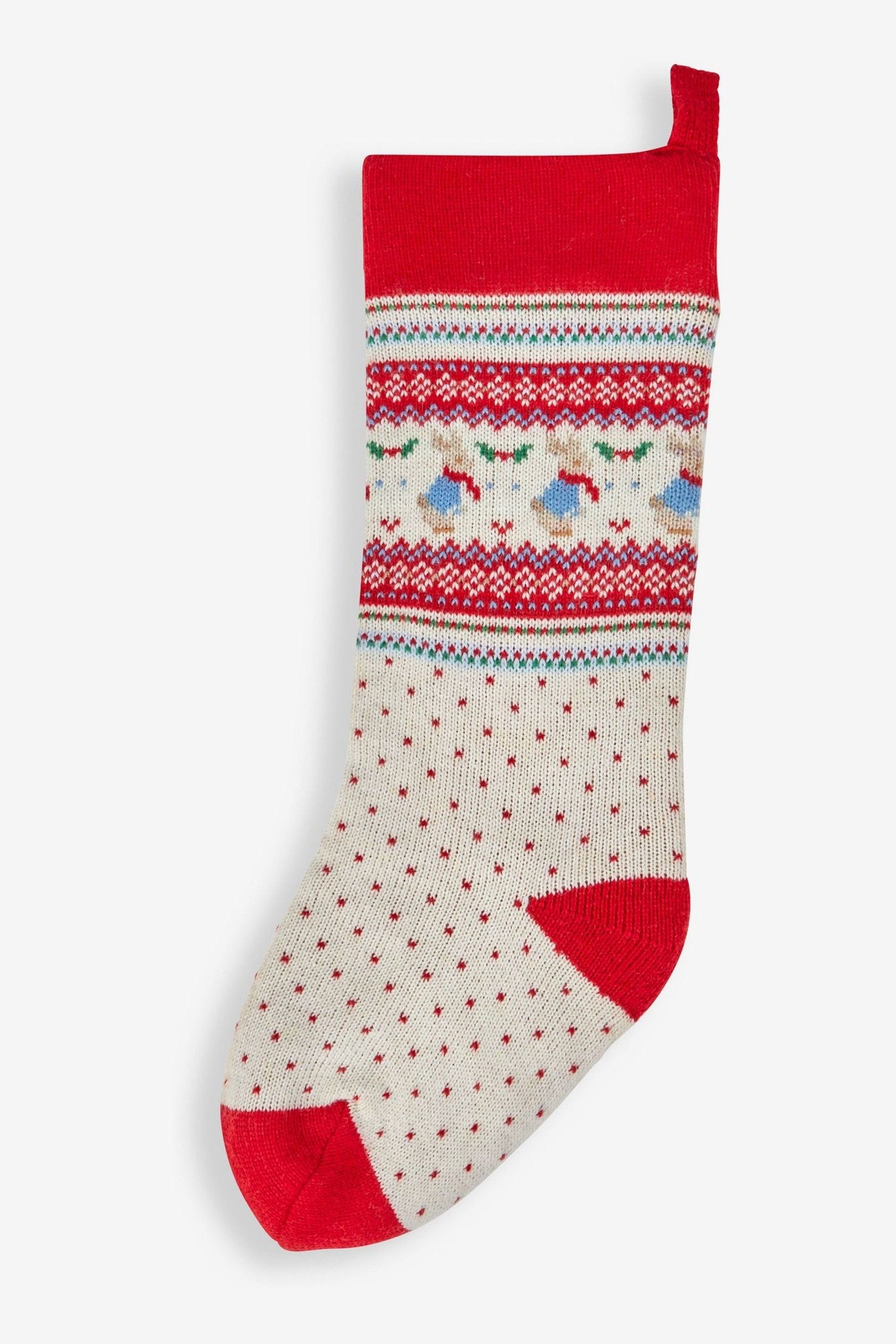 Red Peter Rabbit Fair Isle Knitted Christmas Stocking ONE Matron Inn