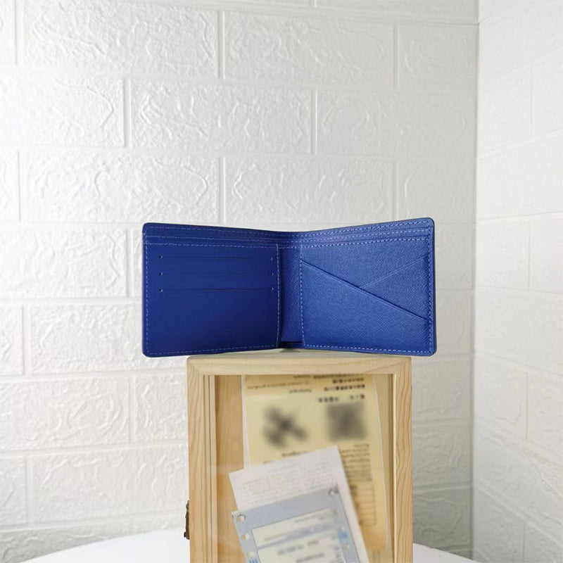 Luxury Leather Wallet Cloud Pattern Blue Purse Designer Mens Wallet Retro Handbag for Men Classic Card Holders Coin Vuttons Famous Clutch Wallet