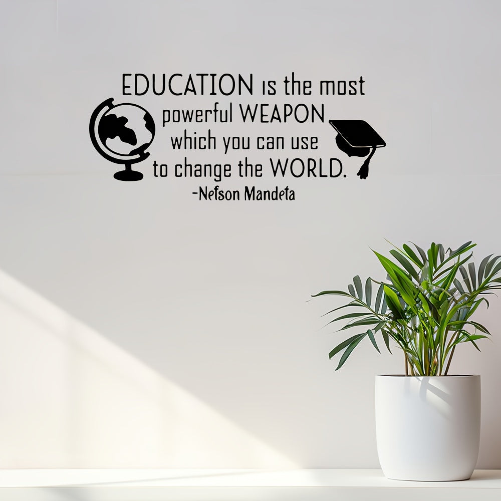 TEMU Contemporary Matte Polyurethane Wall Decal - Self-adhesive, Single Use, Multi-surface Mounting, Alphabet Printed Education Quote - 25x57 Inches