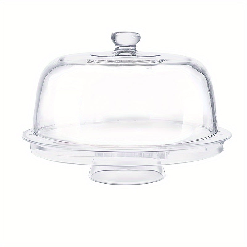 TEMU 6 In 1 Cake Stand And Serving Plate Platter With Dome Lid Multifunctional Serving Platter-cake Plate-salad Bowl--punch Bowl-chips&dip-desert