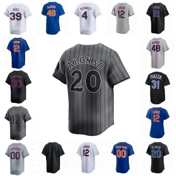 Mets Baseball Jersey Francisco 12 Lindor Pete Alonso Brandon Nimmo J.D. Martinez Harrison Bader Sean Manaea Luis Severino Edwin Diaz Jose Qu