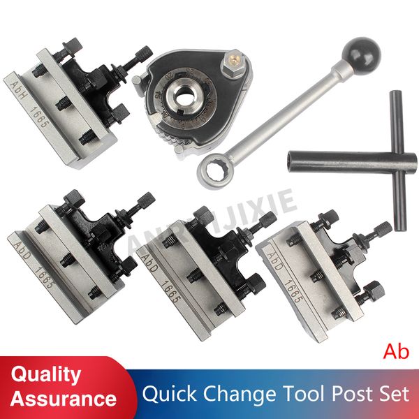 Quick-Change Tool Post Set Ab 16x16mm Tool Holder for Lathe Swing over bed 180-280mm include 1pcs tool post+4pcs Tool Holders