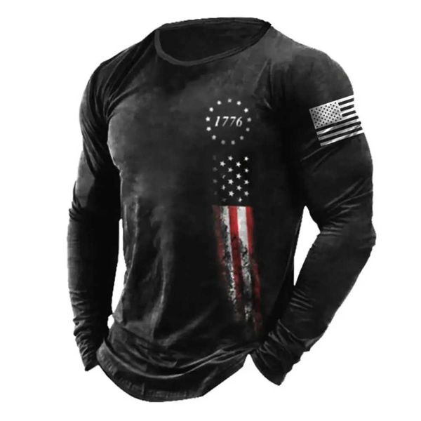 2023 New Men Men Retro Manga longa Camiseta o Pushart Pullover Autumn Winter Male Camisa Top Tees Oversize Mens ClothingXJ241210