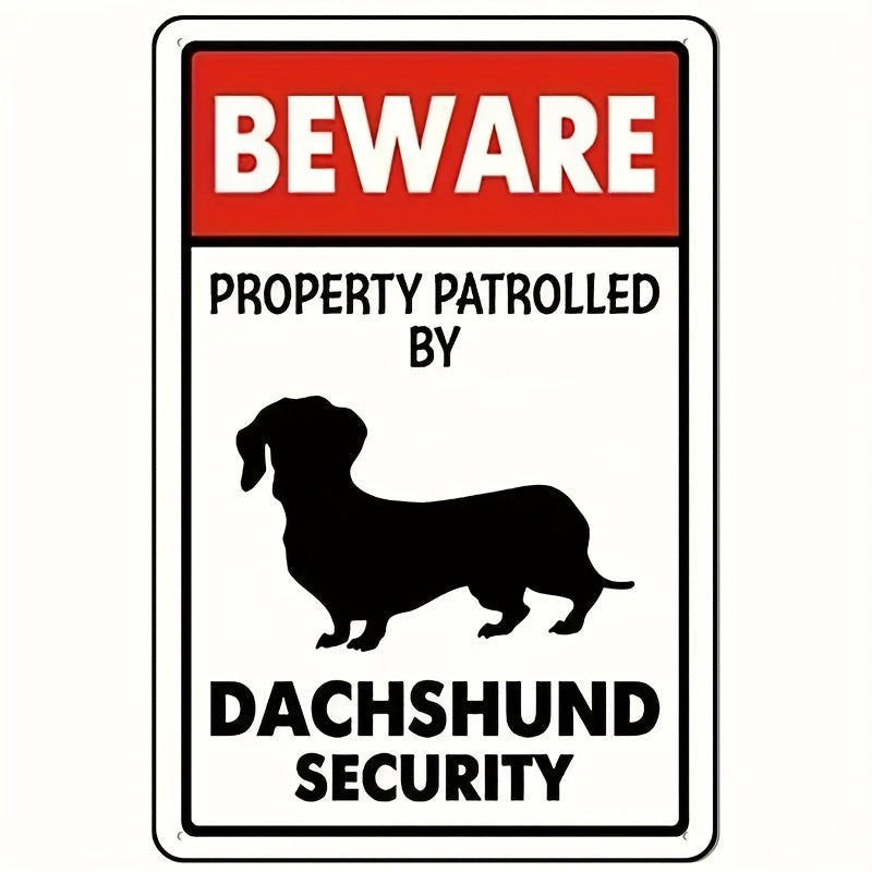 TEMU Beware Of Dachshund Security Metal Sign - 8x12 Aluminum Wall Decor With Dog Silhouette, Rustic , No Electricity Needed For Outdoor, Cafes, Bars,