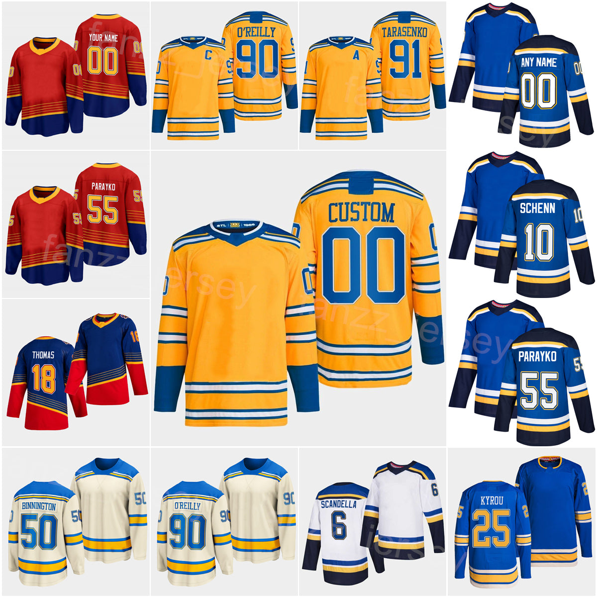 Reverse Retro Hockey 90 Ryan OReilly Jersey 91 Vladimir Tarasenko 55 Colton Parayko 10 Brayden Schenn 50 Binnington 25 Kyrou Tyler Bozak Robert Thom