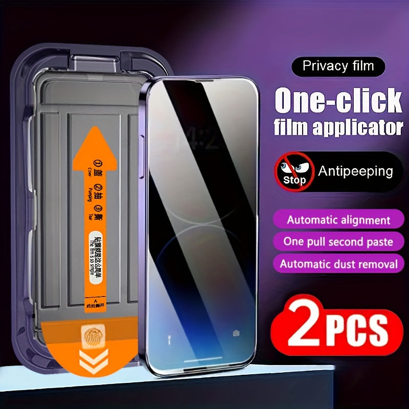 TEMU 2pcs For Iphone Privacy Tempered Glass Screen Protector, Anti-peeping, Auto Dust-, , , -click Installation