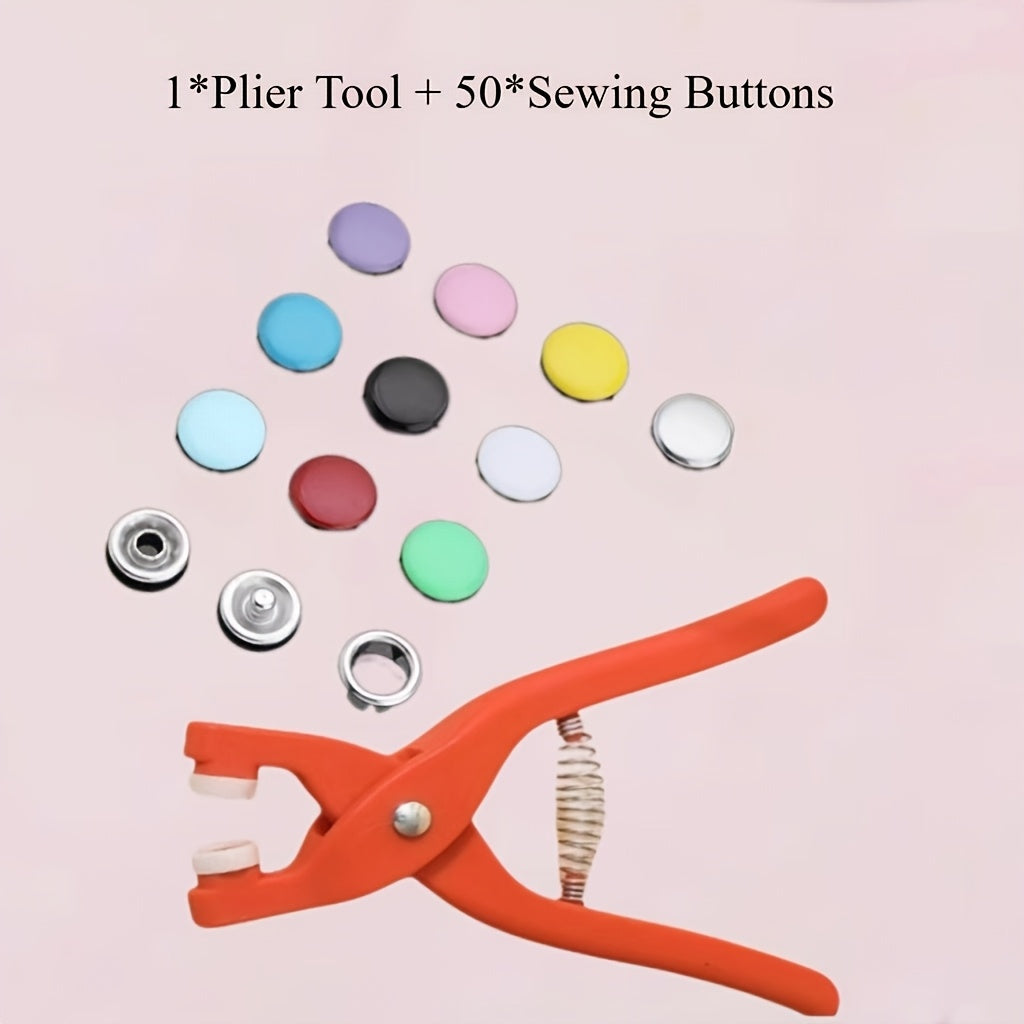 TEMU 202pcs Vibrant Snap Button Kit With Pliers - Durable Metal Sewing Supplies In Assorted Colors For Diy Crafts, Apparel, Hats & Bags - Beginners &