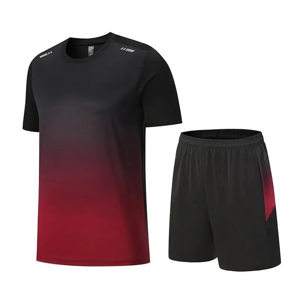 summer running fitness set gradient short sleeved T-shirt quick drying breathable shorts set suitable for comprehensive training sports gym