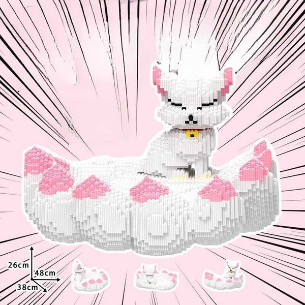 Blocks Chinese Wind Nine-tailed Fairy Cat Nest Building Block Small Particles Puzzle Assembly Childrens Toys Adult Gifts Ornament Y2501126GA