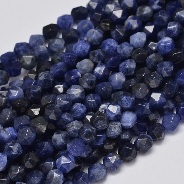 Perles de sodalite naturelles à facettes