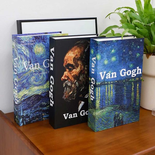 Beautifully Oil Painting Style Luxury Decoration Books Monet Van Gogh Paintings Fake Book Hotel Coffee Table Decor Prop BookXJ241228