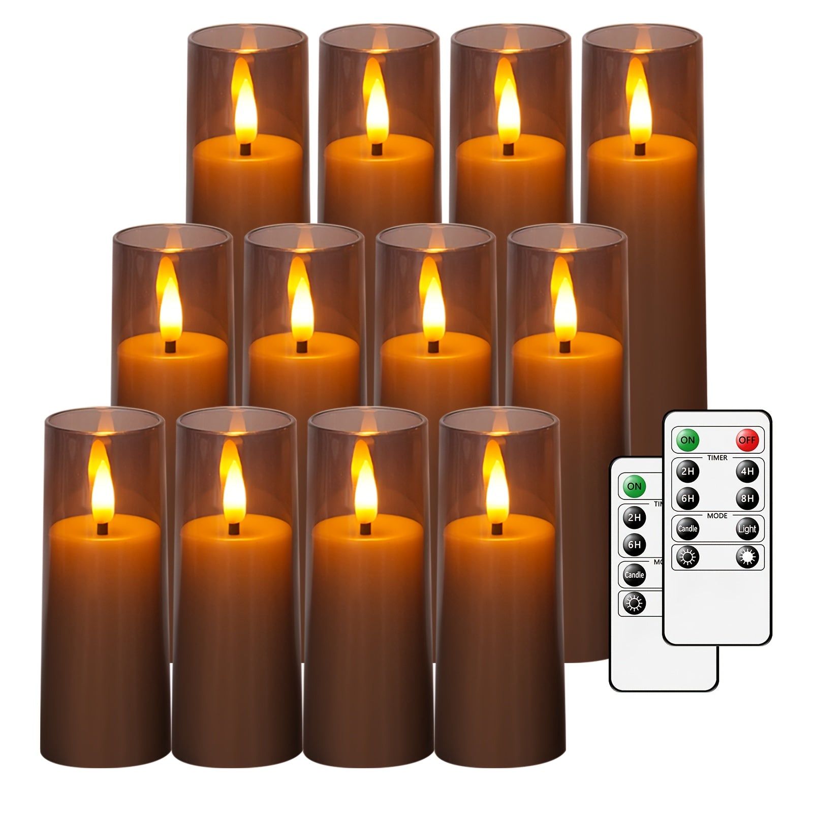 TEMU Eebuss 12pcs Acrylic Flickering Flameless Candles With Remote Control And Timer, Used To Create A Romantic Atmosphere During , Suitable For