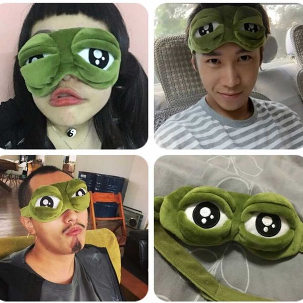 Funny Creative Pepe The Frog 3D Eye Mask Cover Cartoon Soft P Sleeping Mask Green Cute Eyeshade Blindfold Gift Women GirlsXJ250103
