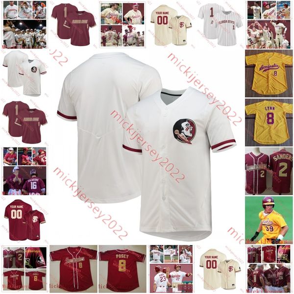Florida State Seminoles Baseball Jersey Logan Lacey James Tibbs Parker Messick Bryce Hubbart Carson Montgomery Wyatt Crowell Ross Dunn Jonah
