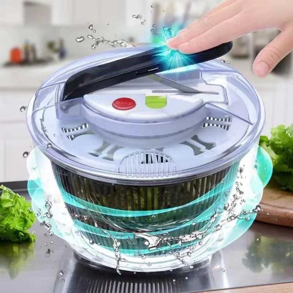 Manual press type salad rotator cleaning machine rotary dryer drainage basket filter fruit and vegetable tools kitchen utensils W241225