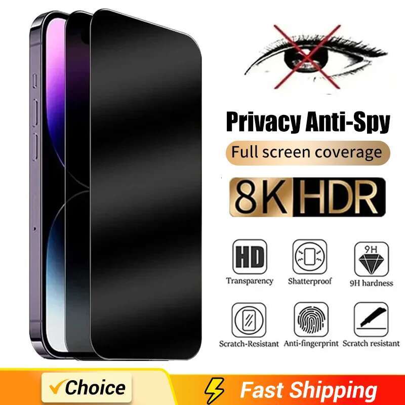 1-2Pcs Full Cover Privacy Screen Protector IPhone 16 15 13 11 14Pro Anti-spy Tempered For iPhone X XS Max XR Glass