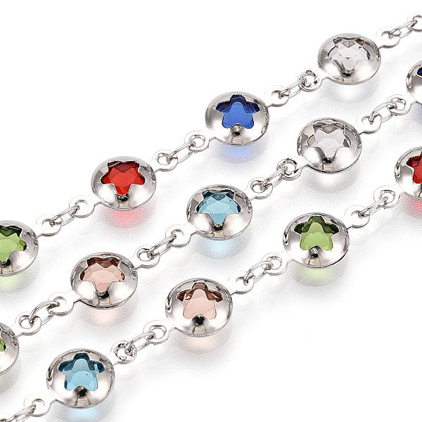 Chaînes plates rondes en laiton faites à la main avec maillons en étoile