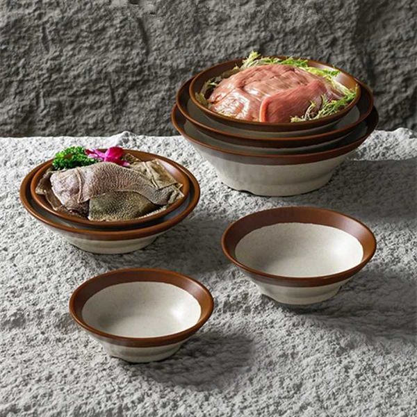 Melamine Ramen Bowl Imitation Ceramic Tableware Japanese Style Soup Bowls Set for Hotel Large Rice Fruit Container Kitchen UseB270723