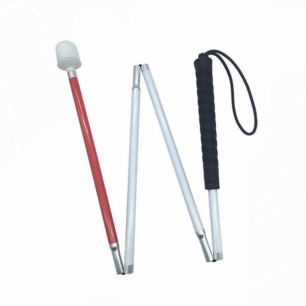 Trekking Poles 80cm 90cm 100cm Aluminum Mobility Folding White Cane for the Blind Folds Down 4 Sectionsfor Children Black Handle 4XBLK J2302