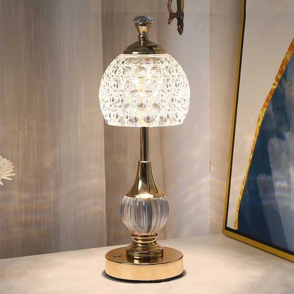 2023 New Metal Crystal Acrylic Table Lamp Bedroom Bedside Lamp Nordic Retro Home Decoration in Small Night Light Z250211