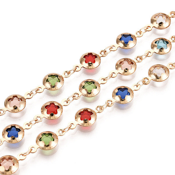 Chaînes plates rondes en laiton faites à la main avec maillons en étoile