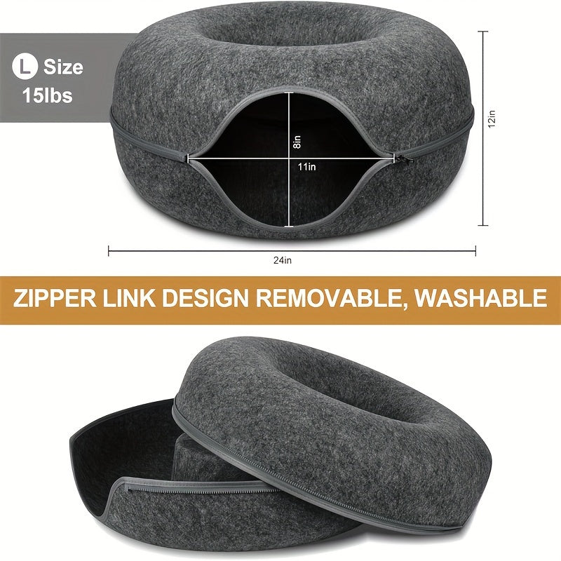 TEMU Cat Tunnel Bed, Cat Tunnel, Indoor Cat , Donut Cat Bed, All Season Litter And , (dark Gray, Light Gray, 20 Inch, 24 Inch)