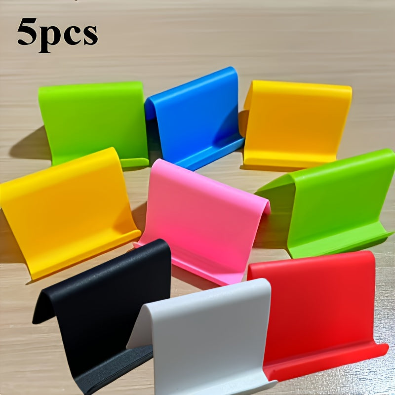 TEMU 5 Phone Stands, Solid , Multifunctional Desktop Stand, Sturdy Plastic Material, Universal , Suitable For Offices, Homes, And Schools, Triangular