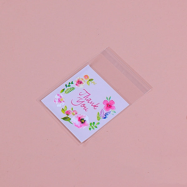 Flower with Word Thank You Plastic Bakeware Bags