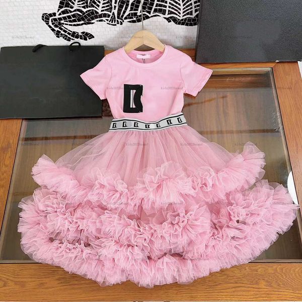 New skirt set kid sets kids designer clothes girls cotton sweaters cake Net yarn skirts suit baby clothes child M products