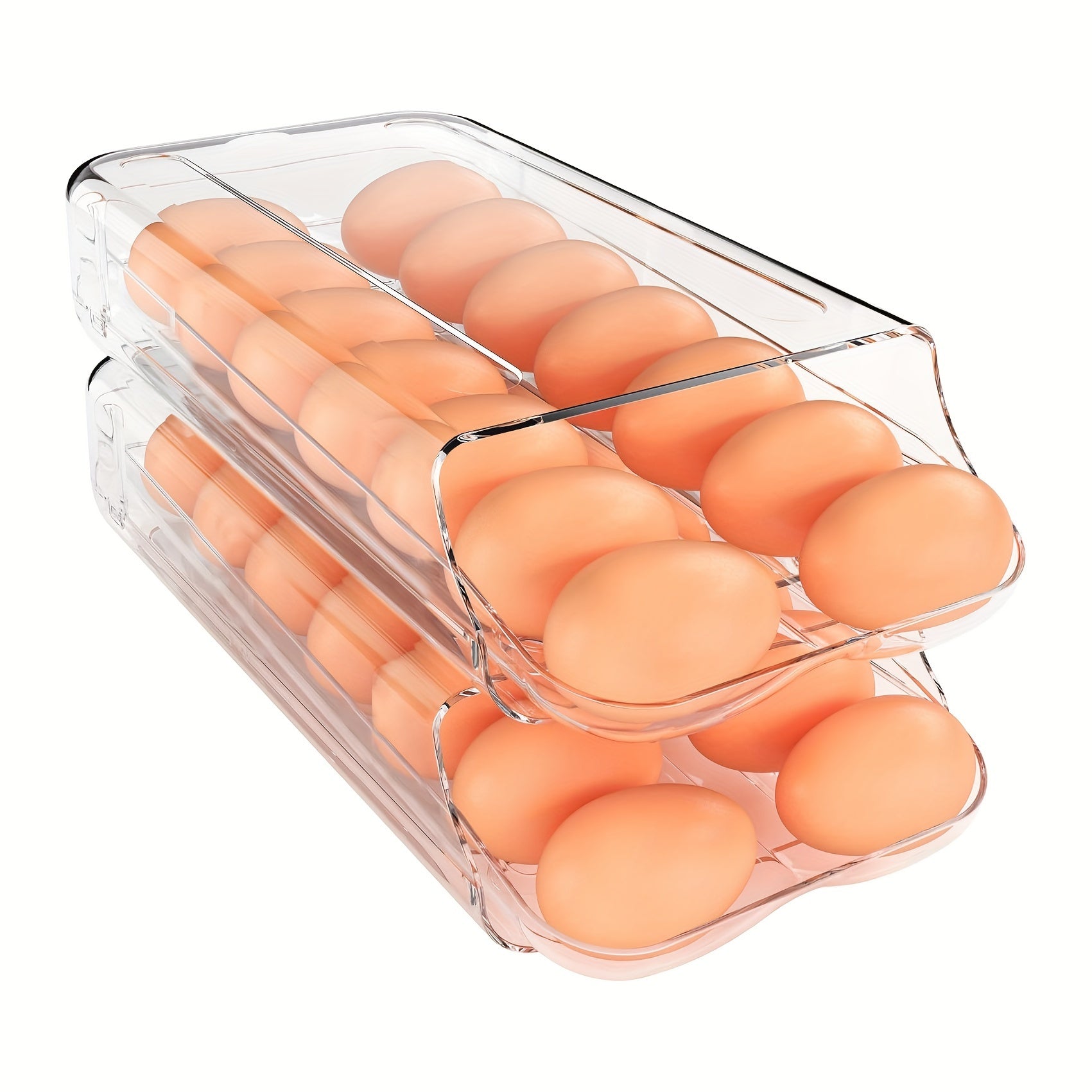 TEMU Theaoo Egg Holder For Fridge, 1-2-3 Pack Automatic Container For Refrigerator, Clear Plastic Egg Dispenser, Stackable Eggs Organizer Removable