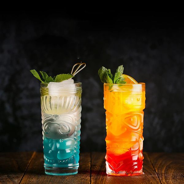 Creative Shaman Totem Face Tiki Bar Glass Wine Cocktail Glasses Whiskey Cup Beer Juice Thicken Cooler Clear Tumblers 241107