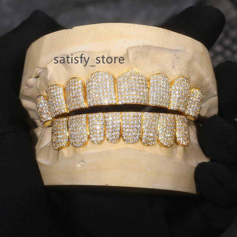 Custom Made Personalized VVS Moissanite Diamond Dental Grills Mens Hip Hop Jewelry 14K 18K Gold Silver Iced Out Grillz For Teeth