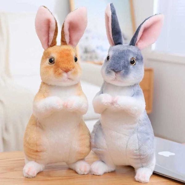 Plush Dolls Simulated Kawaii long eared real rabbit plush toy animal stuffed doll toy childrens girl birthday gift room decoration Q241114