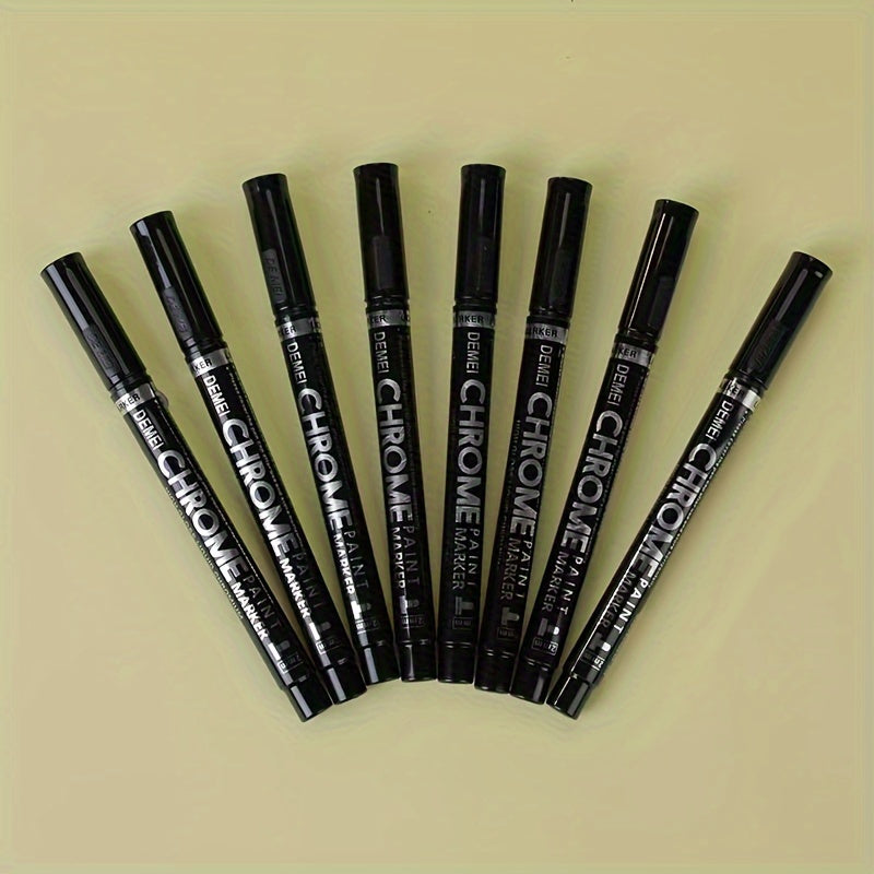 TEMU 3pcs Silvery Surface Results Marker Pens - Quick Drying Waterproof, Suitable For Cards, Posters, Coffee Cups, Ceramics, And Glass Crafts