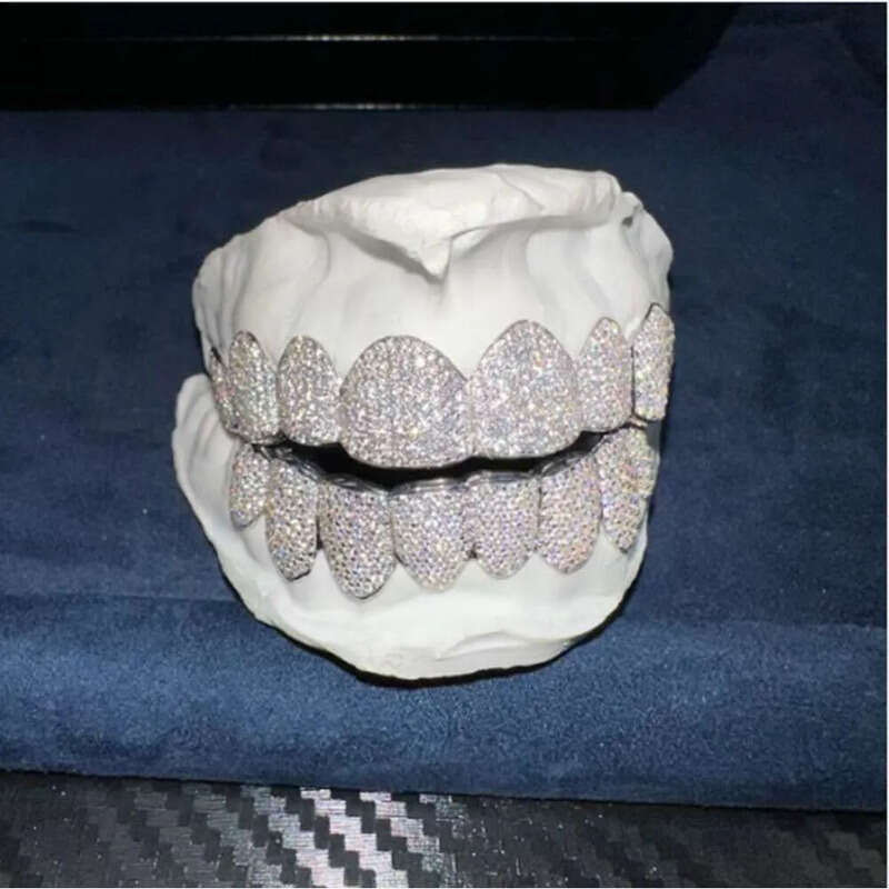 Exclusive customization Moissanite Teeth Grillz iced out Hop Sier decorative braces Real Dia Bg Tooth Grills For Men