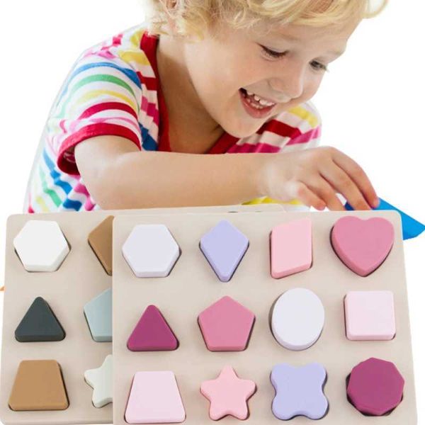 Bitable Silicone Puzzle Montessori Toys for Baby Kids Geometry Shape Matching Games Children Early Educational Toys 1 2 3years Y240820