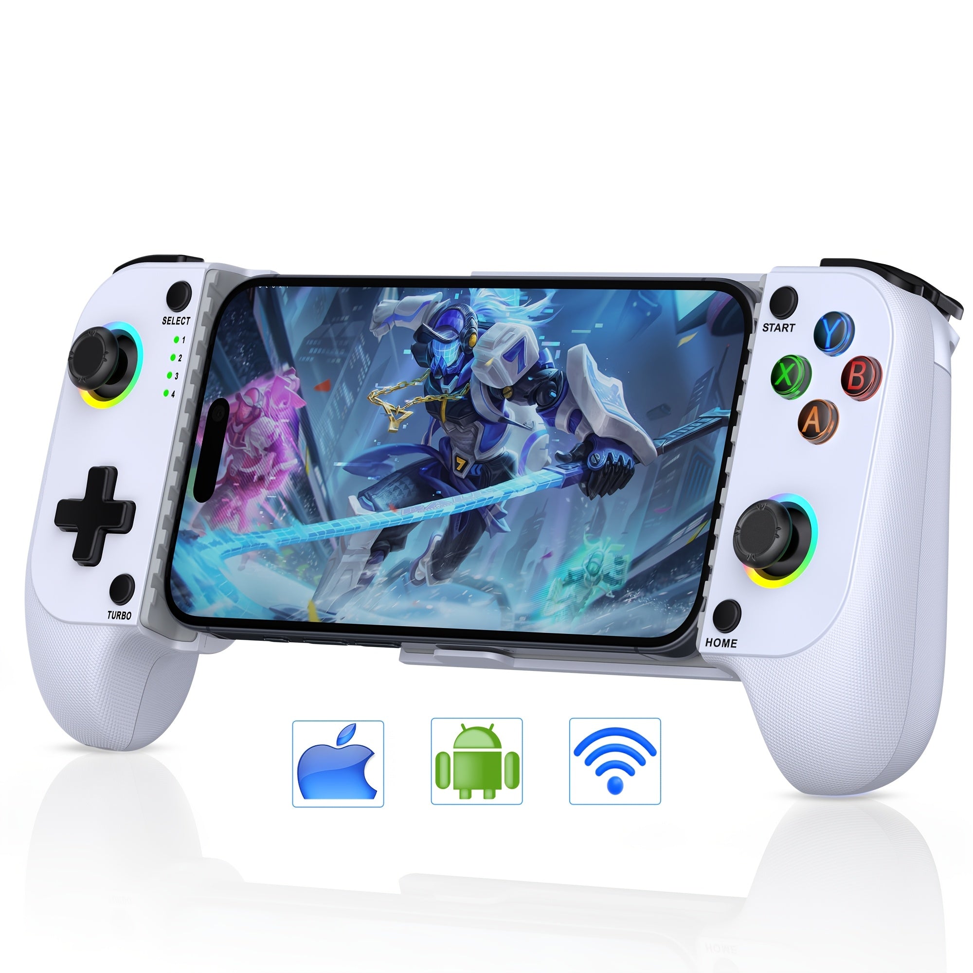 TEMU Christmas Gifts, Mobile Game Controller For Phone-, Wireless Phone Controller Support Phone Case, Rgb Gaming Controller, White, Phone Controller