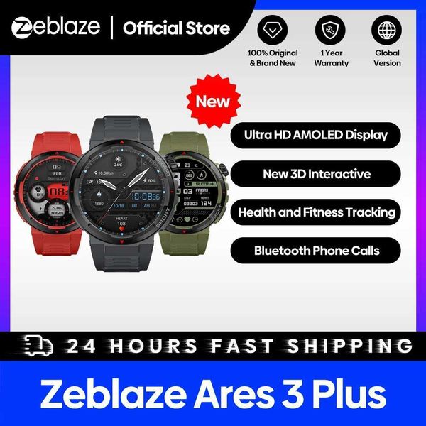 Smart Watches New Zeblaze Ares 3 Plus 1.43-inch high-definition AMOLED display smartwatch voice call new 3D interactive 100+sports mode smar