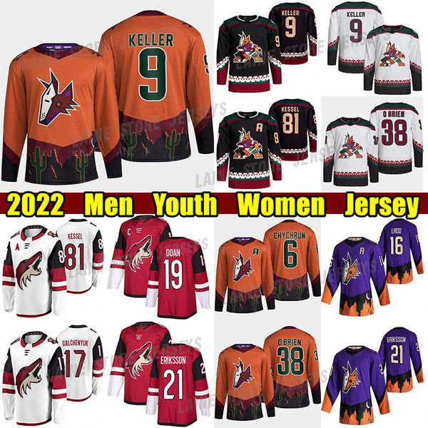 #9 Clayton Keller Reverse Retro hockey jersey #6 Jakob Chychrun Coyotes#38 LIAM O&#039;BRIEN Shane Doan Nick Schmaltz Christian Fischer Zack