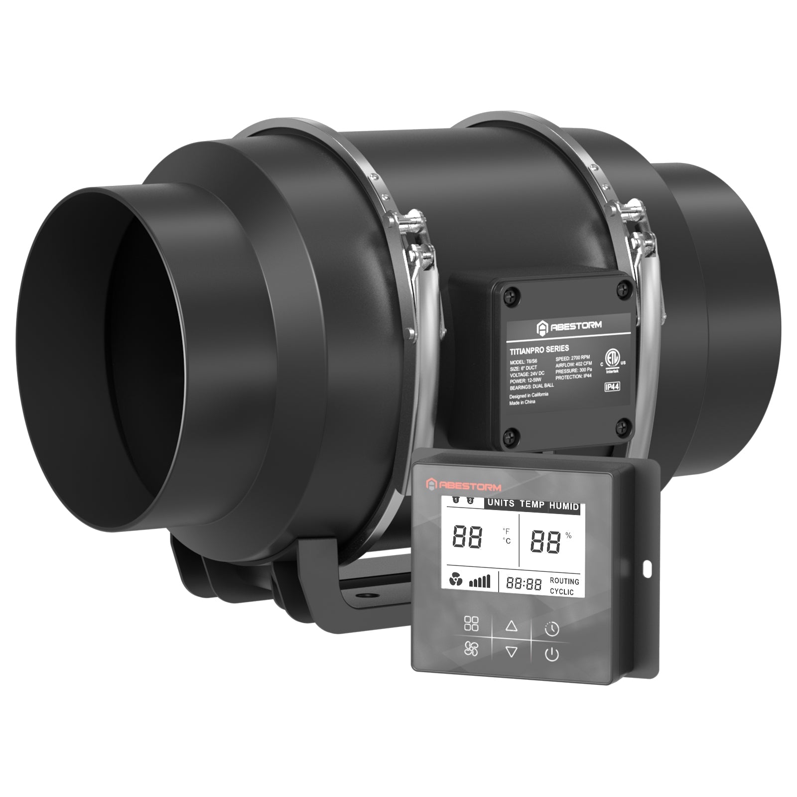 Abestorm 402 CFM TitianPro T6, Inline Duct Fan, Ventilation Exhaust Fan for Cooling Booster, Grow Tents, Hydroponics