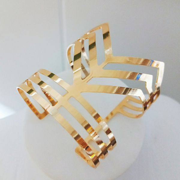 New Bracelet Metal Bracelet Exaggerated Mirror Wide Bracelet Punk Style Bracelet Smooth Plain Circle European and American Trendy Bracelet