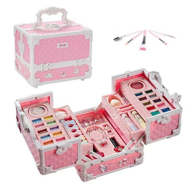 Maquiagem de moda de beleza Conjunto para Girls Beauty Toys Safe Washable finge jogar maquiagem conjunto de maquiagem Toys Game Toys Gifts H