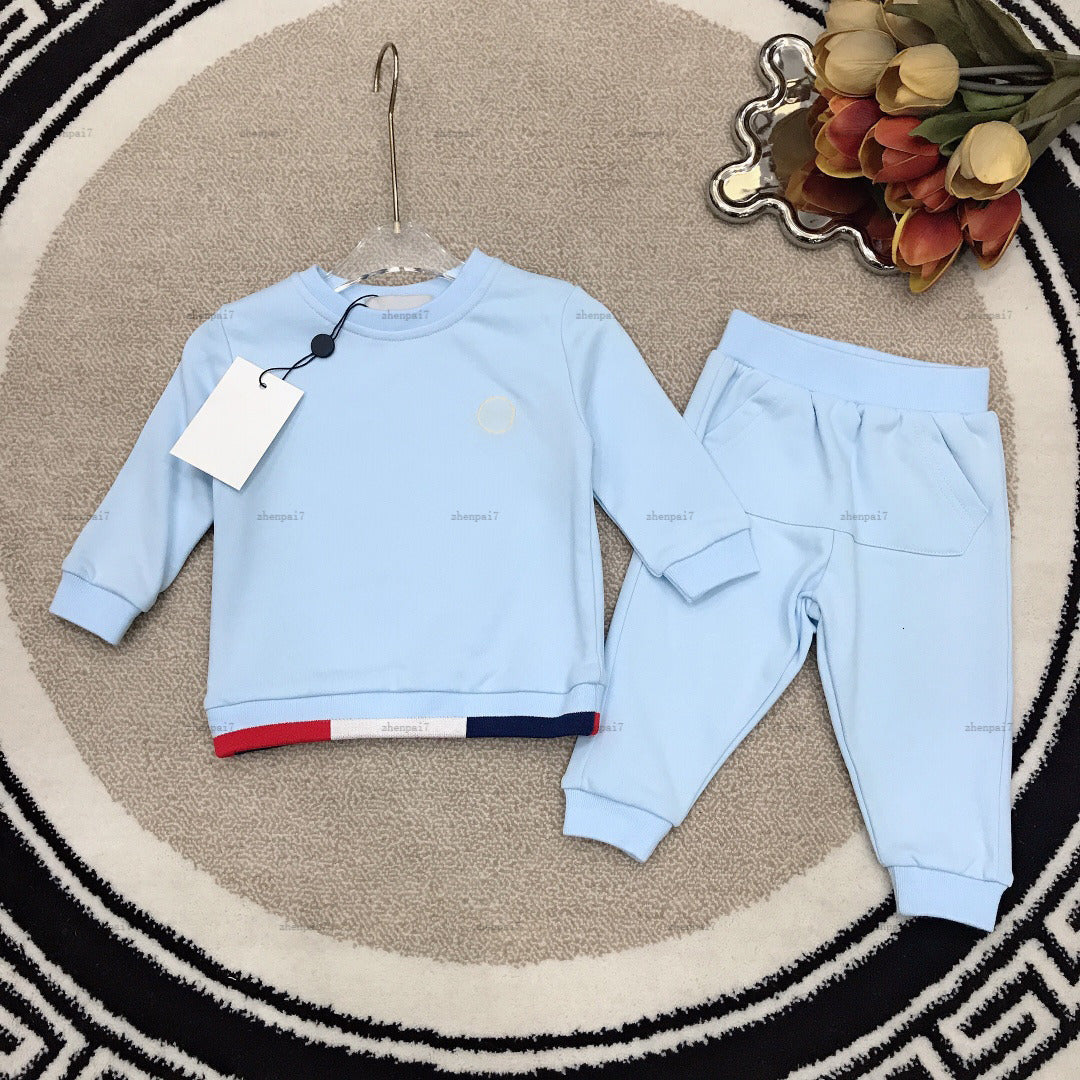 Top newborn jumpsuits Sky blue design infant bodysuit designer baby clothes Long sleeved toddler hoodie and pants A371X11N090