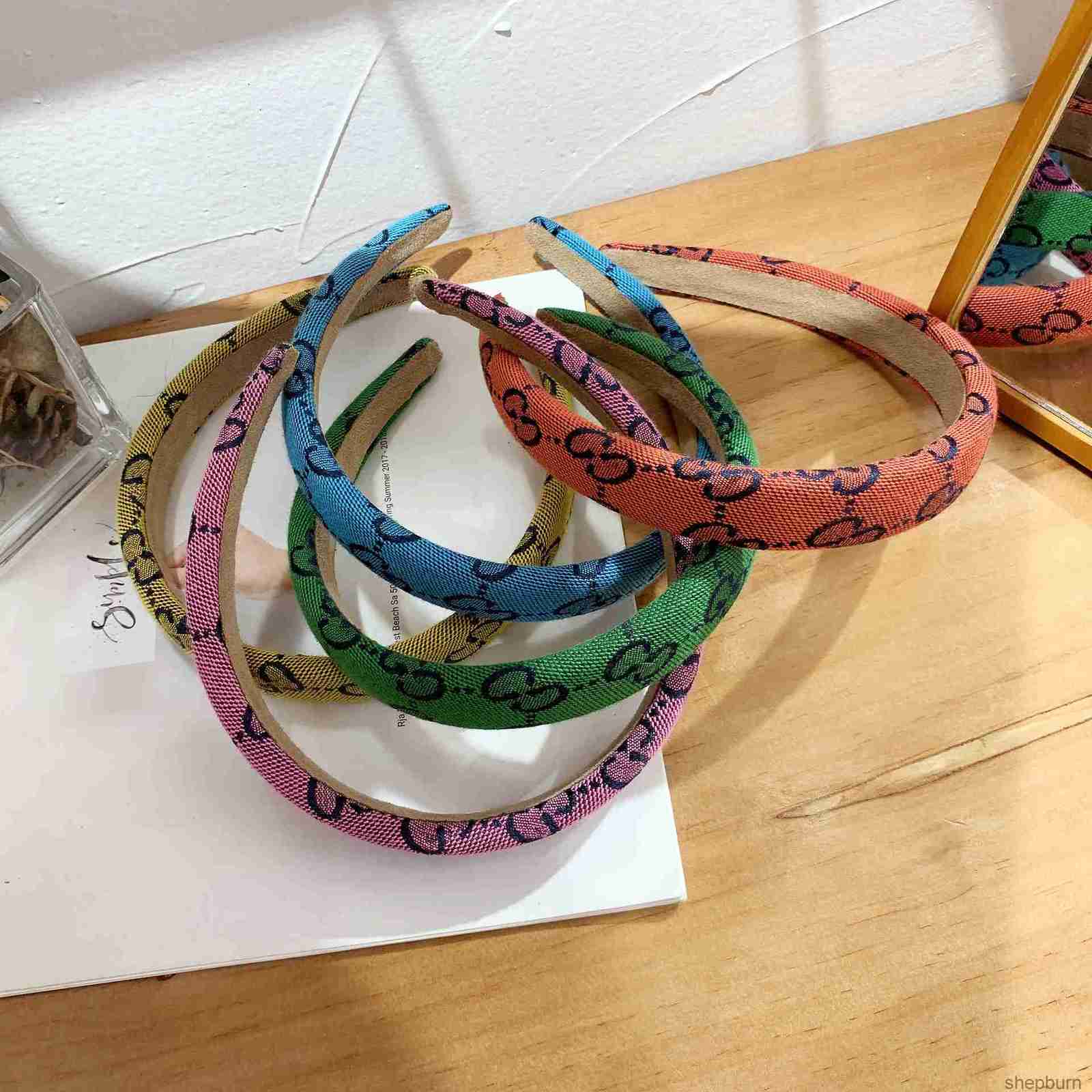 Brand Women Double Letter Printing Headbands Candy Color Hairband Fashion Headwear Thin -brimmed Knotted Hairclasp Hair Hoop Luxury Hair Accessories