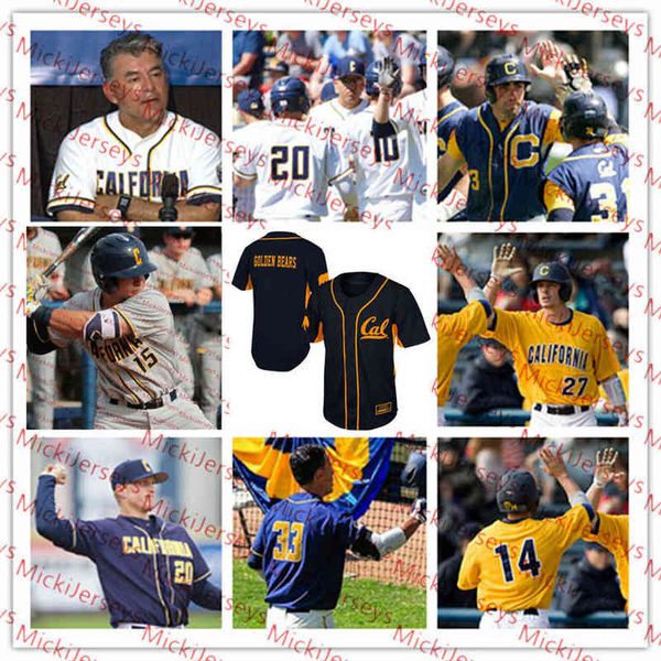 College Baseball Wears College 2022 NCAA Custom Cal Bears Stitched College Baseball Jersey 0 Dez Loessberg 27 Ben Lake 23 Andrew Knapp Jerse