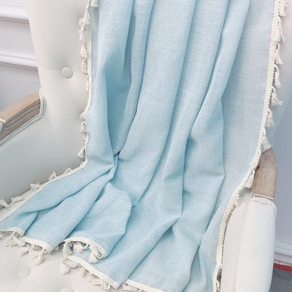 A695 Minimalist Bamboo Hemp Curtain - Solid Color Nordic Window Screen Finished Product